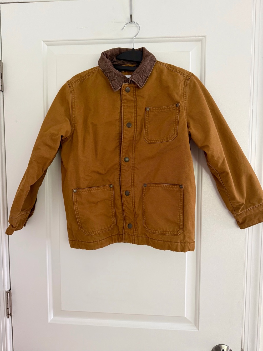 Kids Brown Workwear Chore Jacket with Corduroy Collar